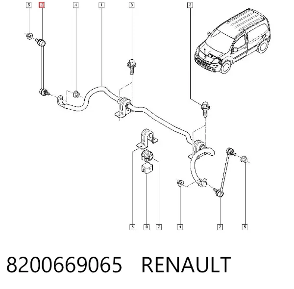Bieleta estabilizadora delantera 8200669065 Renault (RVI)