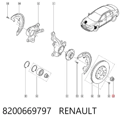 Tuerca del cubo de la rueda delantera RENAULT 8200669797