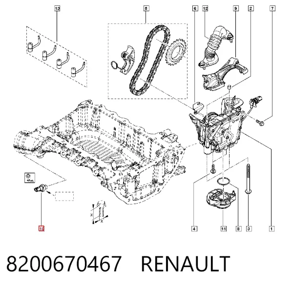 Sensor de presión de aceite 8200670467 Renault (RVI)