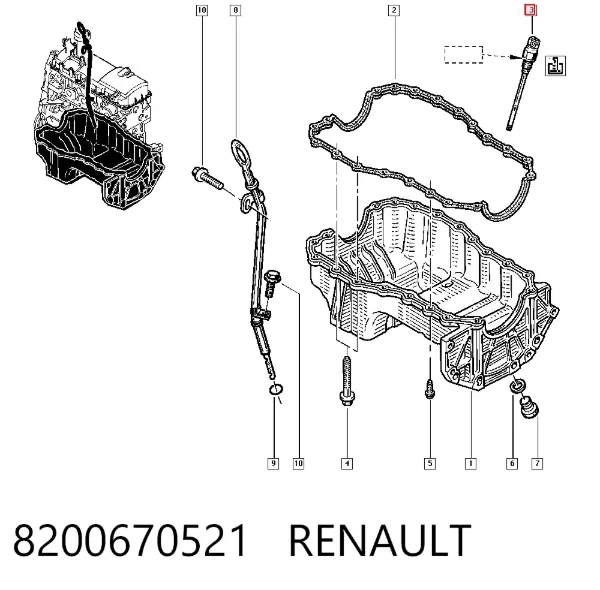 Varilla de aceite 8200670521 Renault (RVI)