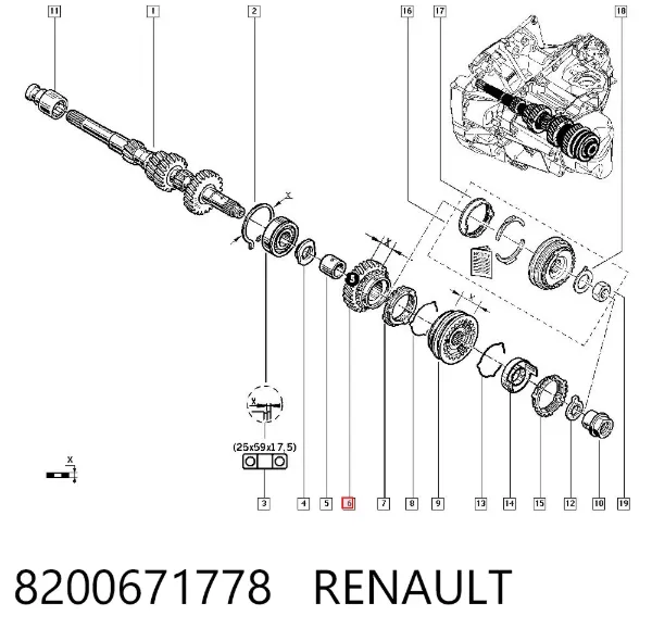 Sincronizador de quinta marcha 8200671778 Renault (RVI)