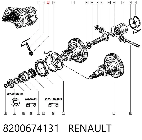 Engranaje conducido del velocímetro 8200674131 Renault (RVI)
