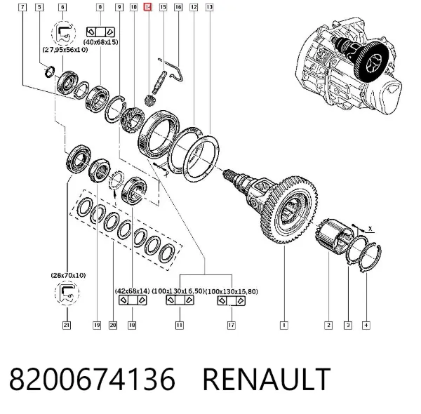 Engranaje conducido del velocímetro 8200674136 Renault (RVI)