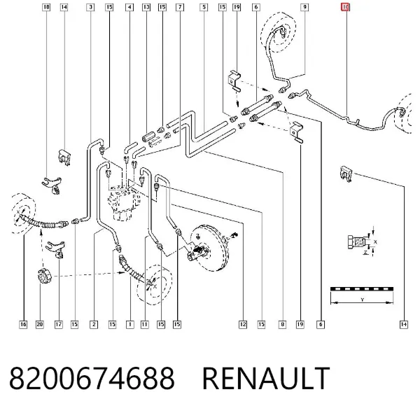 Latiguillo de freno trasero izquierdo 8200674688 Renault (RVI)