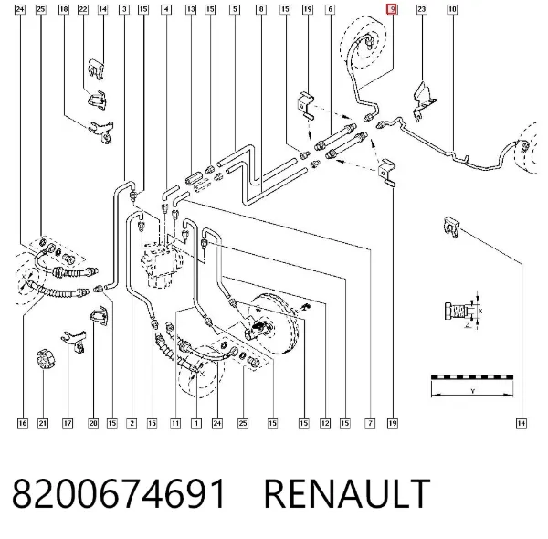 Latiguillos de freno trasero derecho 8200674691 Renault (RVI)