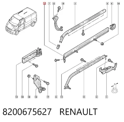 Carril guía central derecho de puerta corrediza RENAULT 8200675627