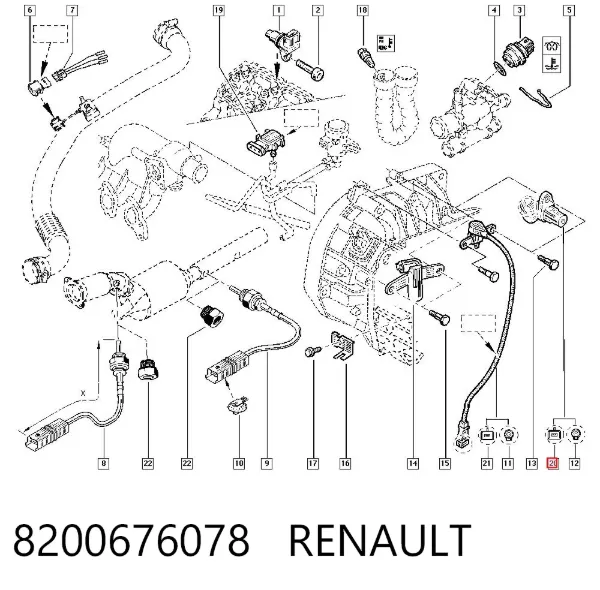 Sensor de cigüeñal 8200676078 Renault (RVI)