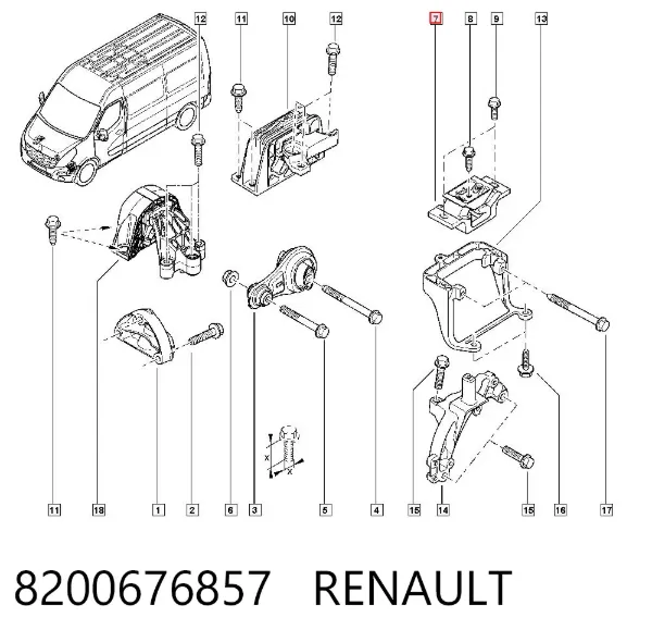 Soporte izquierdo del motor 8200676857 Renault (RVI)