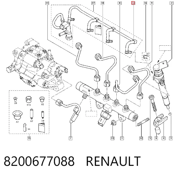 Tubería de retorno de combustible de los inyectores 8200677088 Renault (RVI)