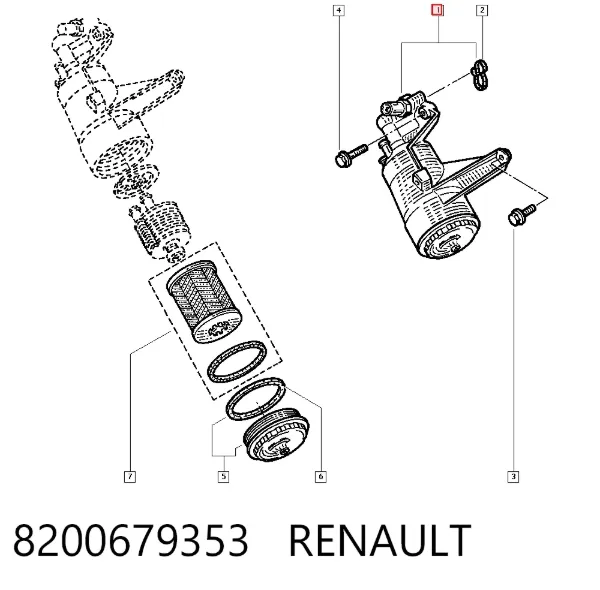 Portafiltro de aceite 8200679353 Renault (RVI)