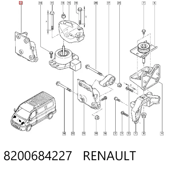 Soporte del rodamiento intermedio del semieje delantero 8200684227 Renault (RVI)