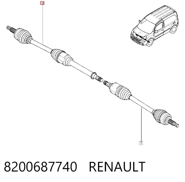 Semieje delantero derecho 8200687740 Renault (RVI)