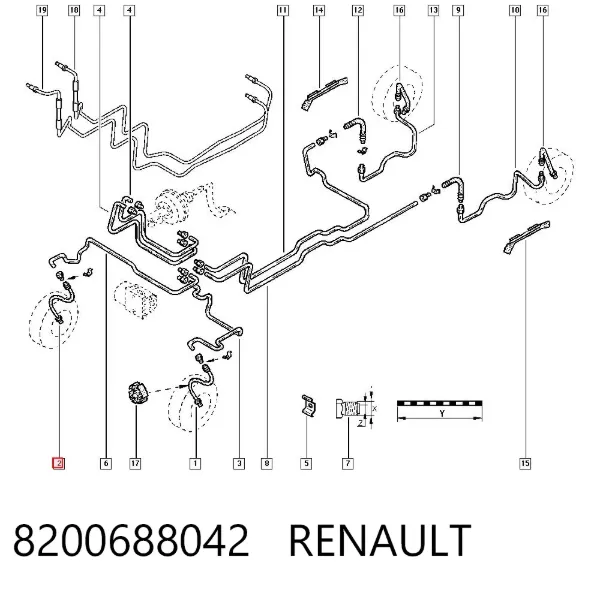 Latiguillos de freno delantero 8200688042 Renault (RVI)