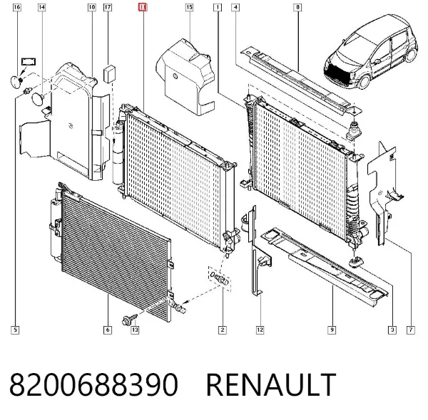 Radiador 8200688390 Renault (RVI)