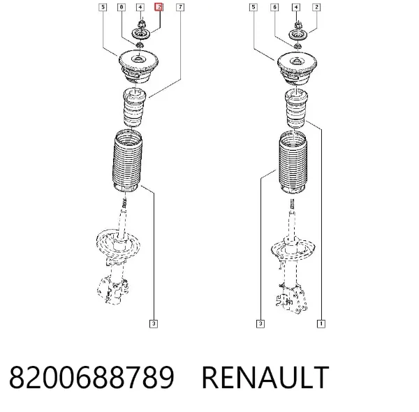 Espaciador de soporte del amortiguador delantero 8200688789 Renault (RVI)