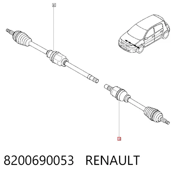 Semieje delantero izquierdo 8200690053 Renault (RVI)