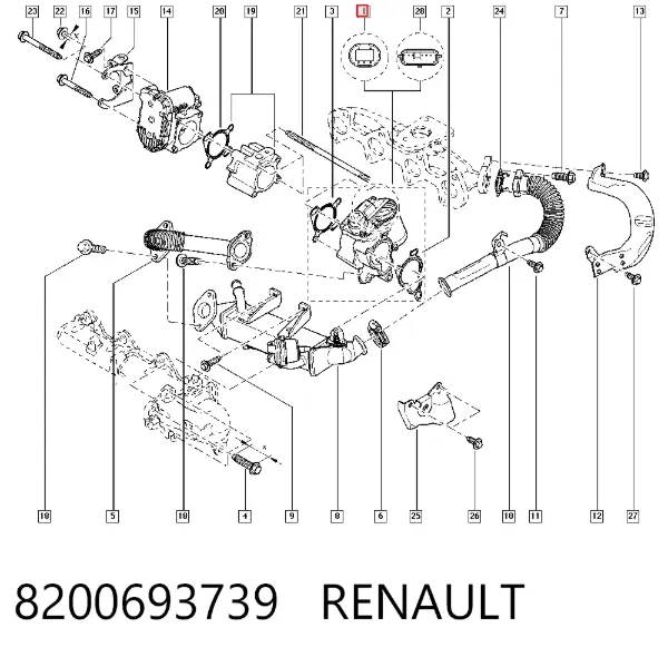 Válvula EGR 8200693739 Renault (RVI)