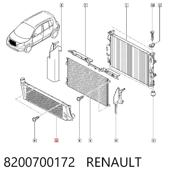 Intercooler 8200700172 Renault (RVI)