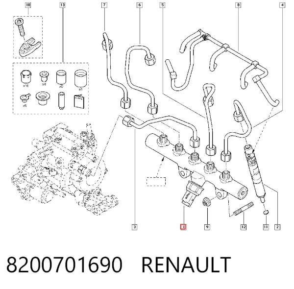Regulador de presión de combustible 8200701690 Renault (RVI)