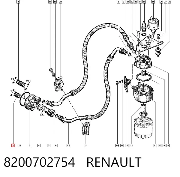 Racor (tornillo) del filtro de aceite 8200702754 Renault (RVI)