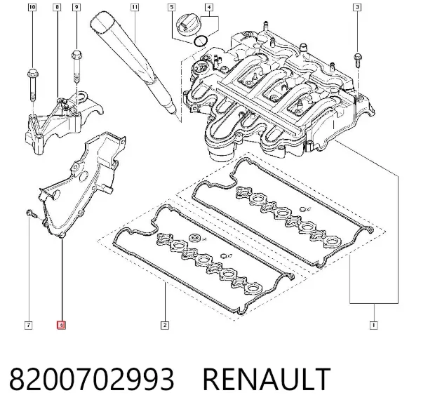 Cubierta de correa de distribución 8200702993 Renault (RVI)