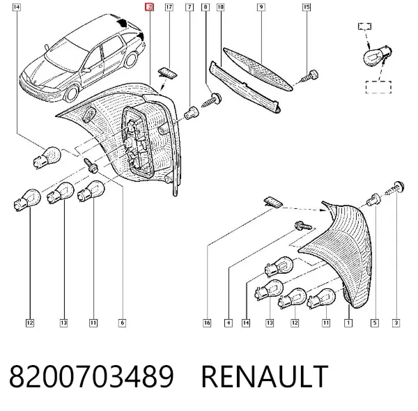 Piloto trasero derecho 8200703489 Renault (RVI)