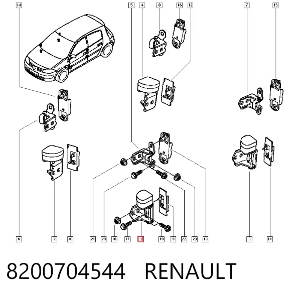Bisagra de puerta delantera izquierda 8200704544 Renault (RVI)