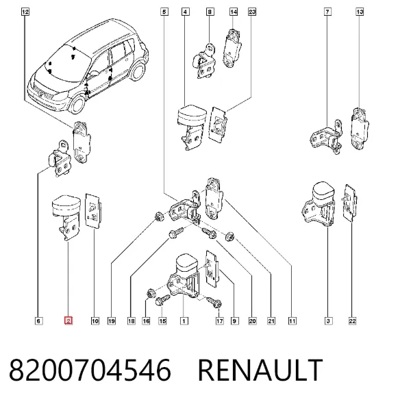 Bisagra de la puerta delantera derecha 8200704546 Renault (RVI)
