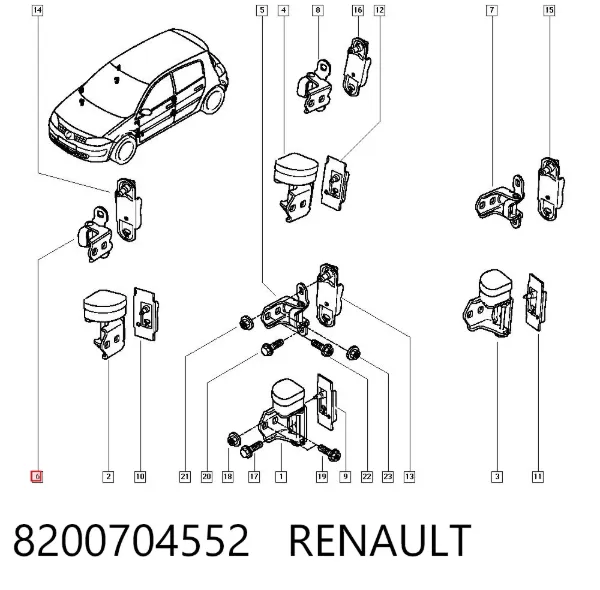 Bisagra de puerta delantera 8200704552 Renault (RVI)