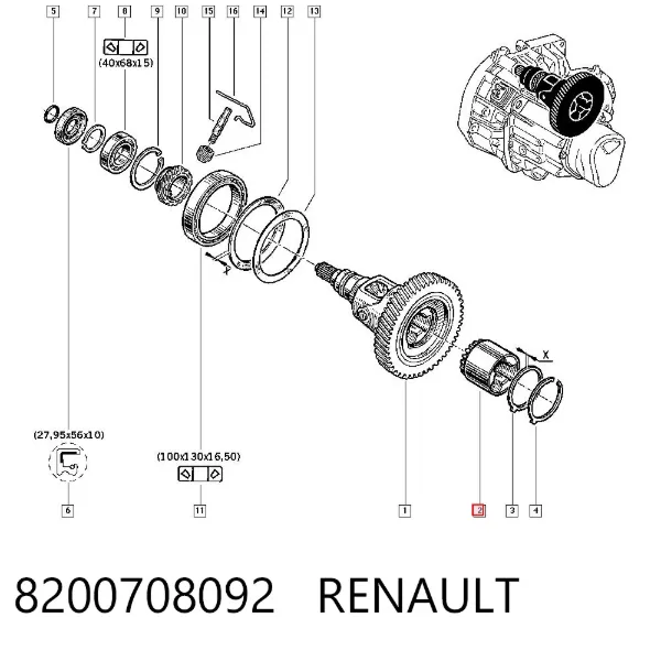 Engranaje de diferencial 8200708092 Renault (RVI)