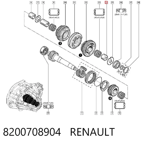 Casquillo palanca cambio 8200708904 Renault (RVI)