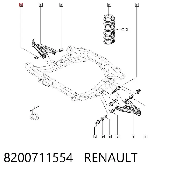 Silentblock del brazo de suspensión 8200711554 Renault (RVI)