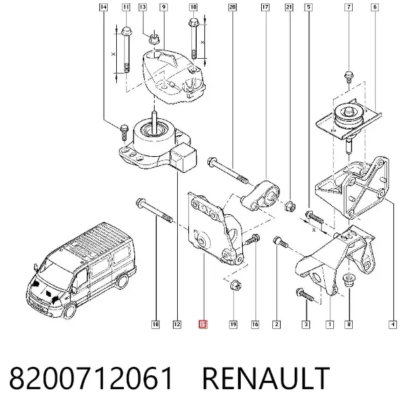Soporte del rodamiento intermedio del semieje delantero 8200712061 Renault (RVI)