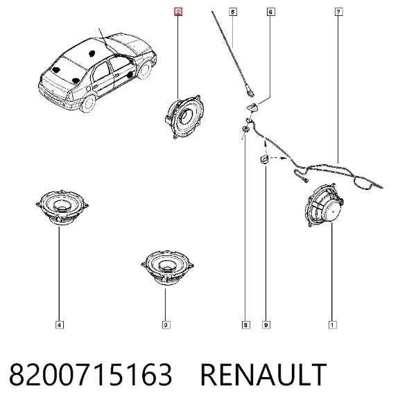 Altavoz de la puerta delantera 8200715163 Renault (RVI)