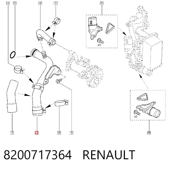 Manguera radiador 8200717364 Renault (RVI)