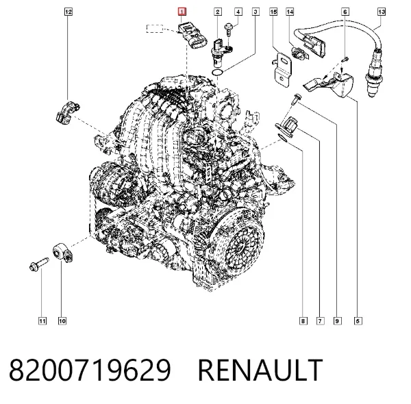Sensor de presión del colector de admisión 8200719629 Renault (RVI)