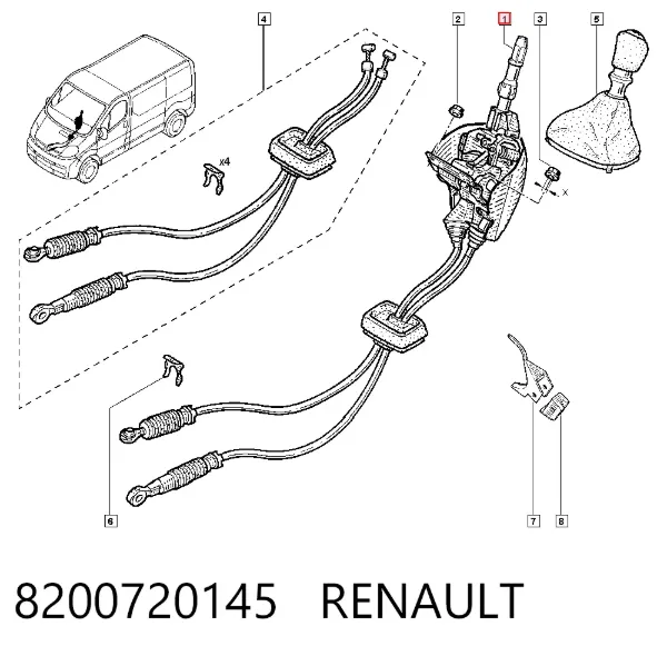 Palanca de cambios 8200720145 Renault (RVI)