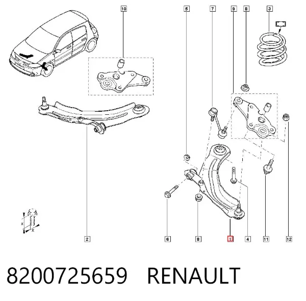 Brazo inferior izquierdo de la suspensión delantera 8200725659 Renault (RVI)