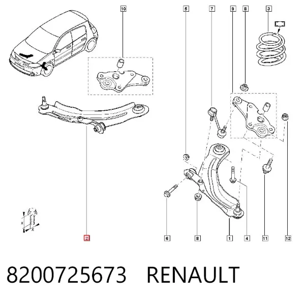 Brazo inferior derecho de la suspensión delantera 8200725673 Renault (RVI)