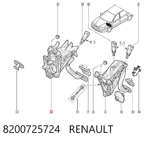 Pedal de freno 8200725724 Renault (RVI)