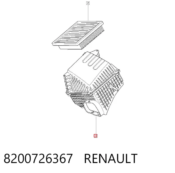 Caja del filtro de aire 8200726367 Renault (RVI)