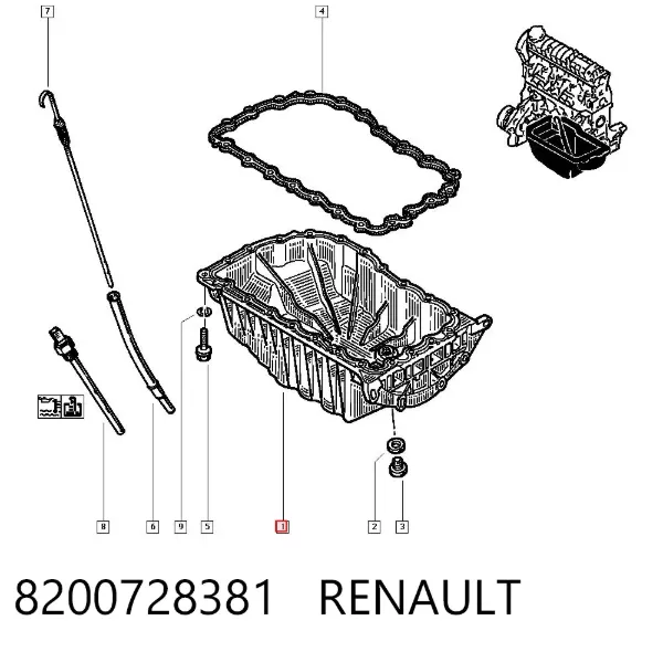 Cárter de aceite del motor 8200728381 Renault (RVI)