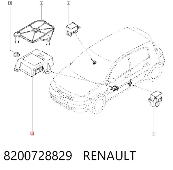 Módulo de control de airbag 8200728829 Renault (RVI)