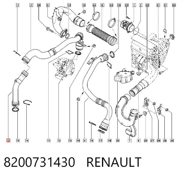 Tubo intercooler 8200731430 Renault (RVI)