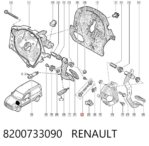 Resorte del pedal de embrague 8200733090 Renault (RVI)