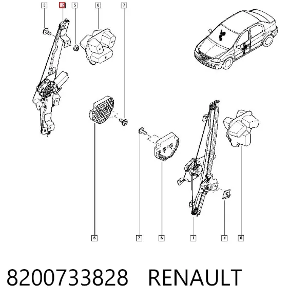 Mecanismo de elevalunas delantero derecha 8200733828 Renault (RVI)