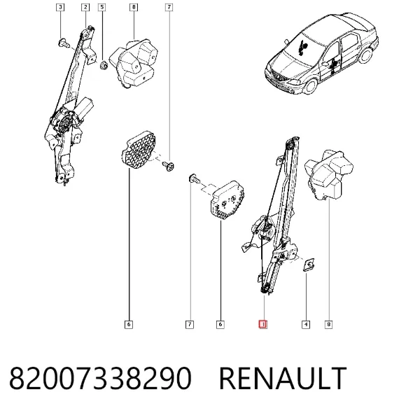 Mecanismo de elevalunas delantero izquierdo 82007338290 Renault (RVI)