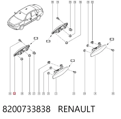 Manija exterior derecha delantera/trasera de puerta RENAULT 8200733838