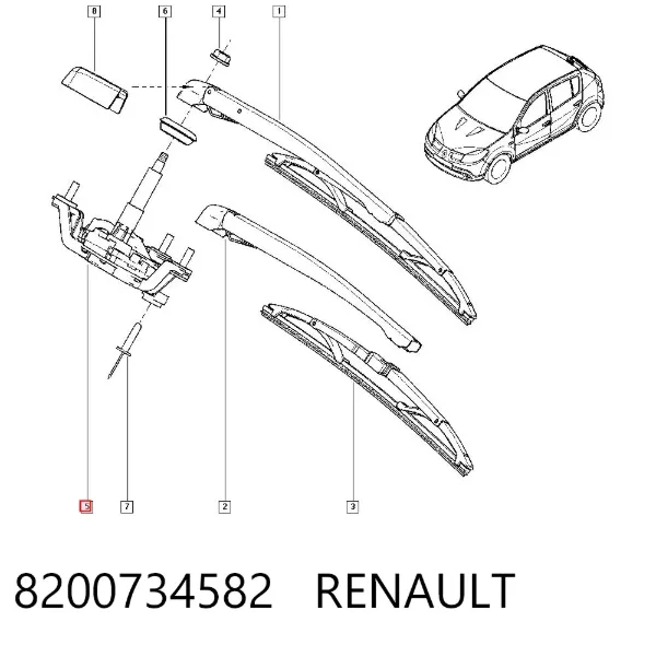 Motor limpiaparabrisas, trasera 8200734582 Renault (RVI)