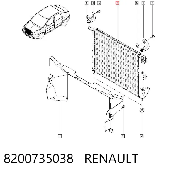 Radiador 8200735038 Renault (RVI)